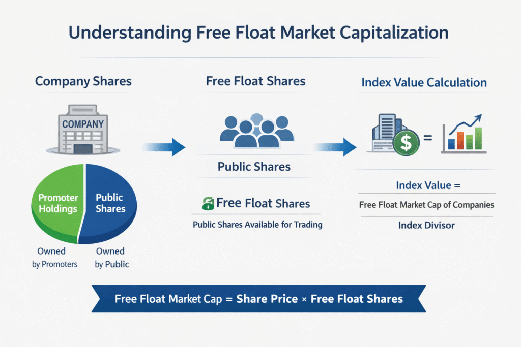 how sensex is calculated free float market capitalization India diagram