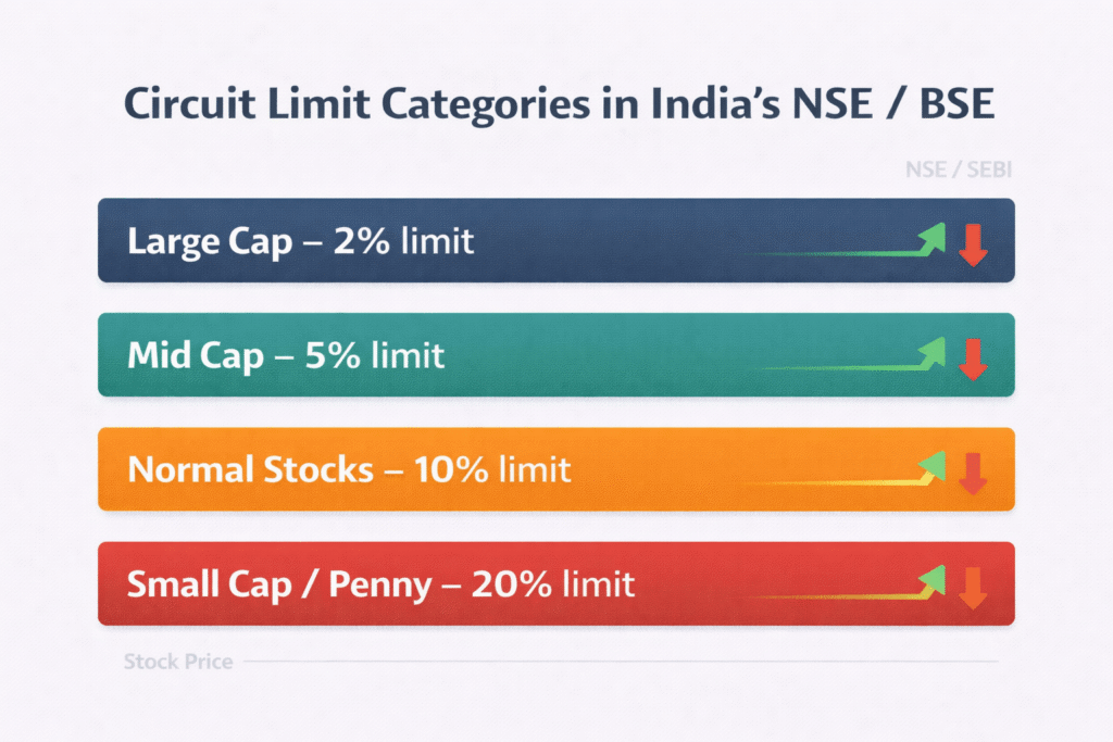 NSE BSE circuit limit bands 2 percent 5 percent 10 percent 20 percent India