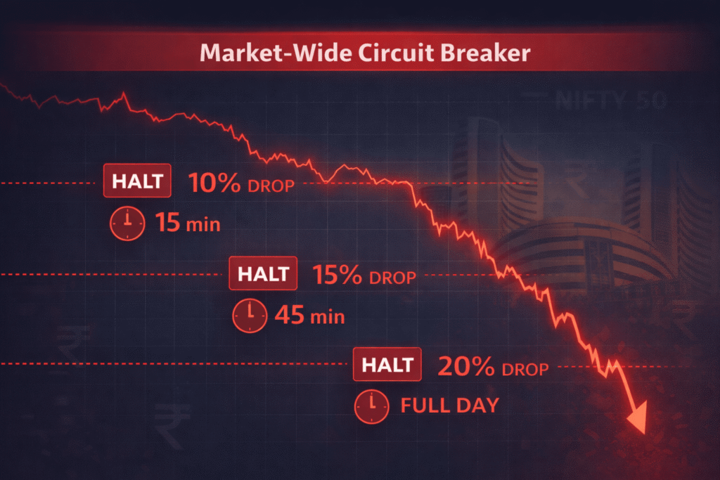Market wide circuit breaker Nifty Sensex 10 15 20 percent trading halt India