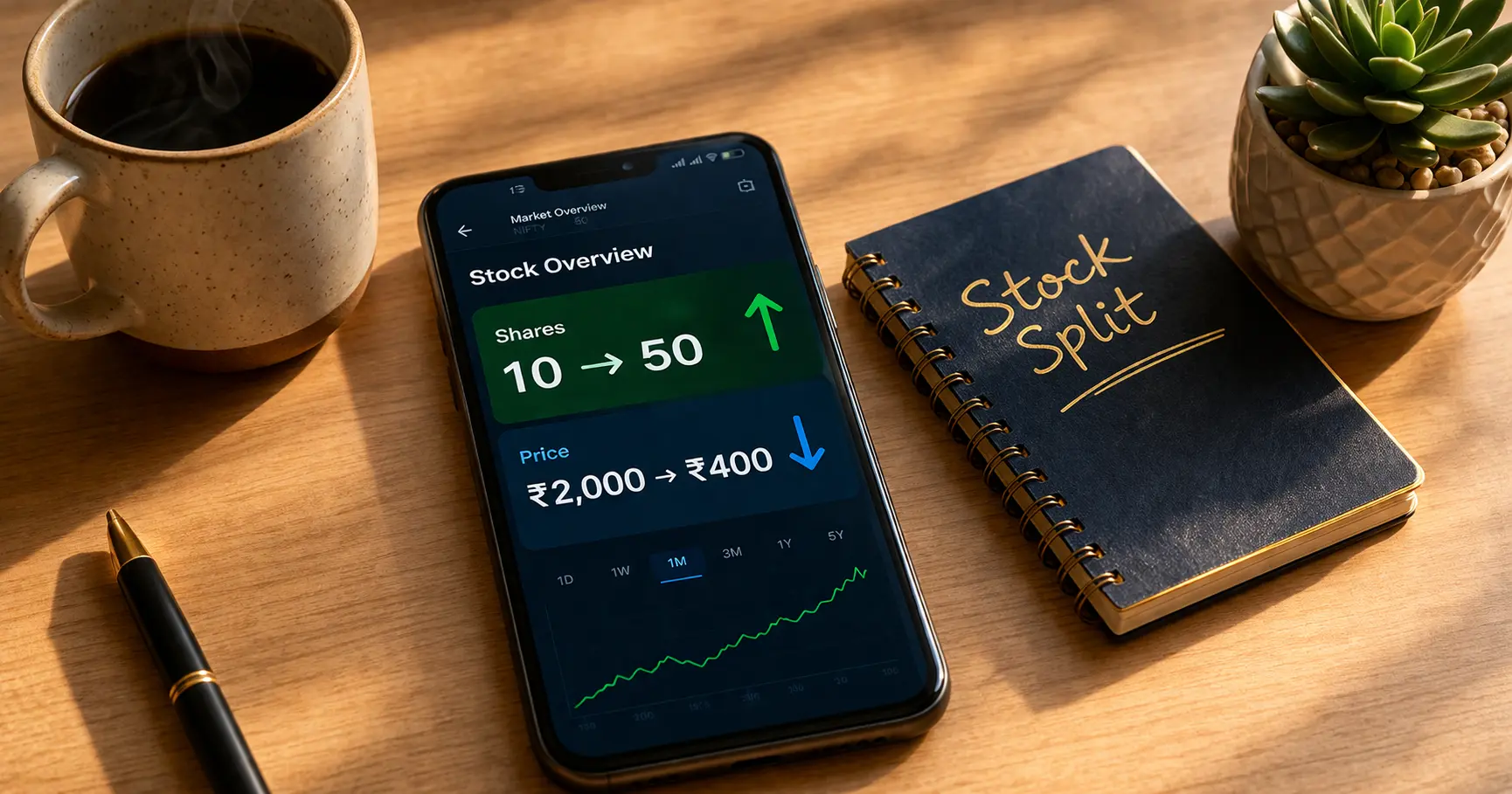stock split explained for beginners India stock market illustration