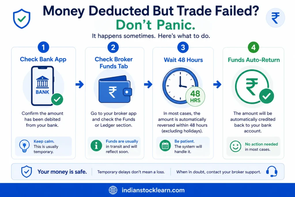 UPI payment failed stock trade India troubleshooting guide