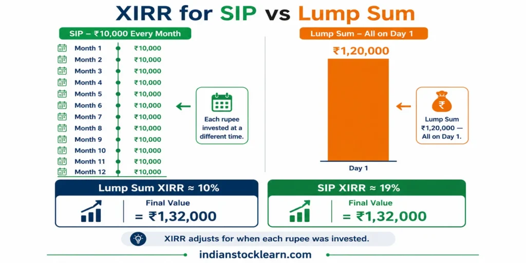 xirr explained sip vs lump sum india groww zerodha 2026