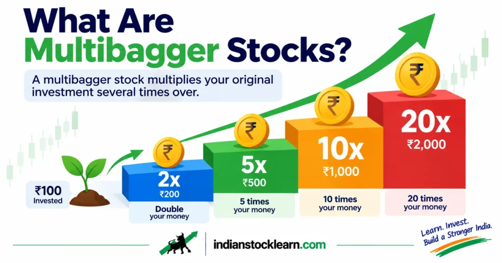 multibagger stocks explained with 2x, 5x and 10x steps india 2026
