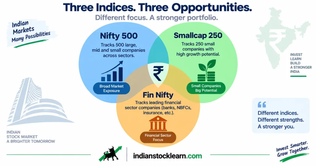 types of nifty indexes in india - nifty 500 smallcap 250 fin nifty 2026